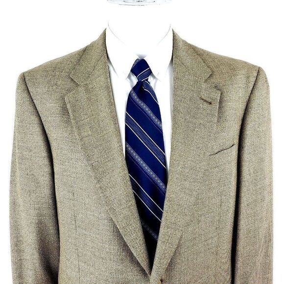 Hart Schaffner Marx Wool 2 Button Sport Coat 42R Tan Check Blazer - Picture 1 of 10